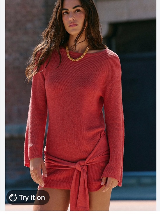 Free People Dresses & Skirts - Free People free- est Knot-Front Knit Sweater Dress in dark orange